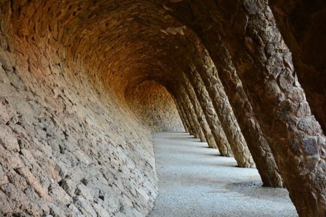 The leaning path in Park Guell.