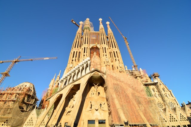 The Segrada Familia under construction.